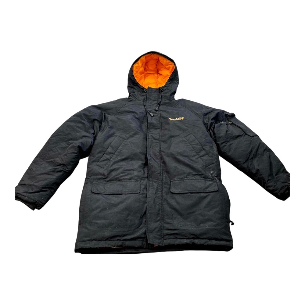 Men's Timberland Weathergear Puffer Parka Hooded Jacket Black Sz Medium *READ*